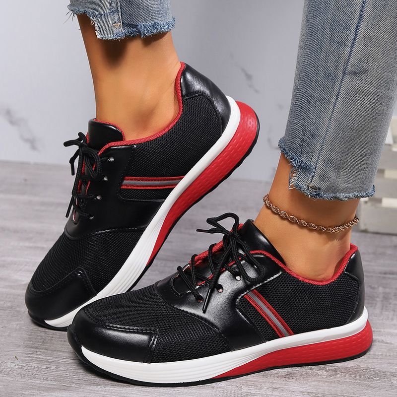 Women Casual Plus Size Breathable Lace-Up Round Toe Sneaker