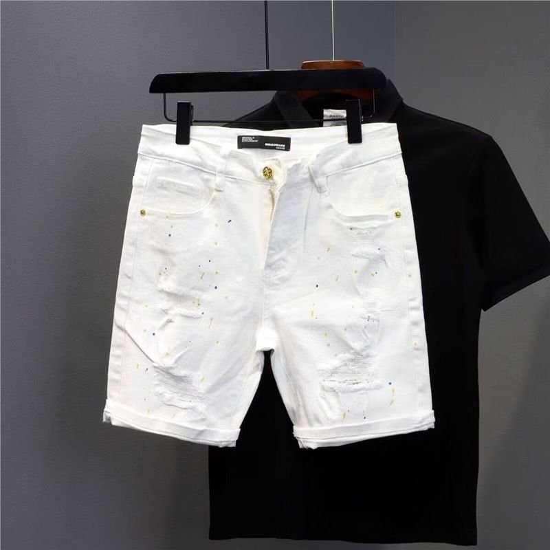 Men Summer Fashion Casual Plus Size Straight Ripped Denim Shorts