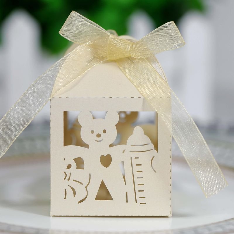 Simple Creative Laser Hollow Bear Bottle Wedding Candy Packaging Box