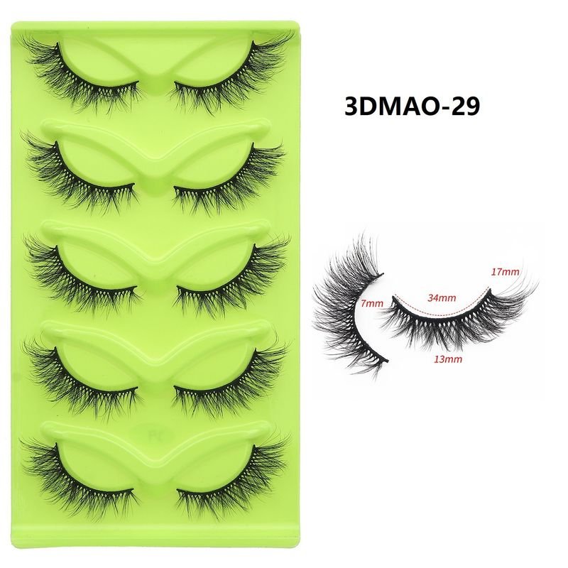 Women Simple Thick Three-Dimensional Eye Tail Elongated False Eyelashes Five Pairs