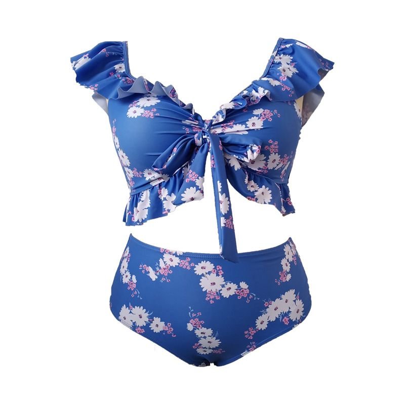 Women Fashion Sexy Plus Size Floral Print Strap Swimsuit Set